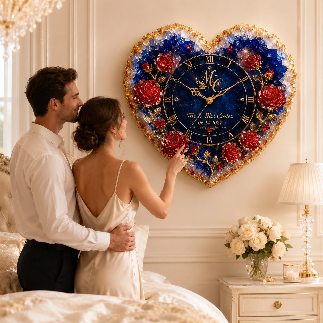 Personalized Heart Wall Clock with Custom Name — personalized with a custom name