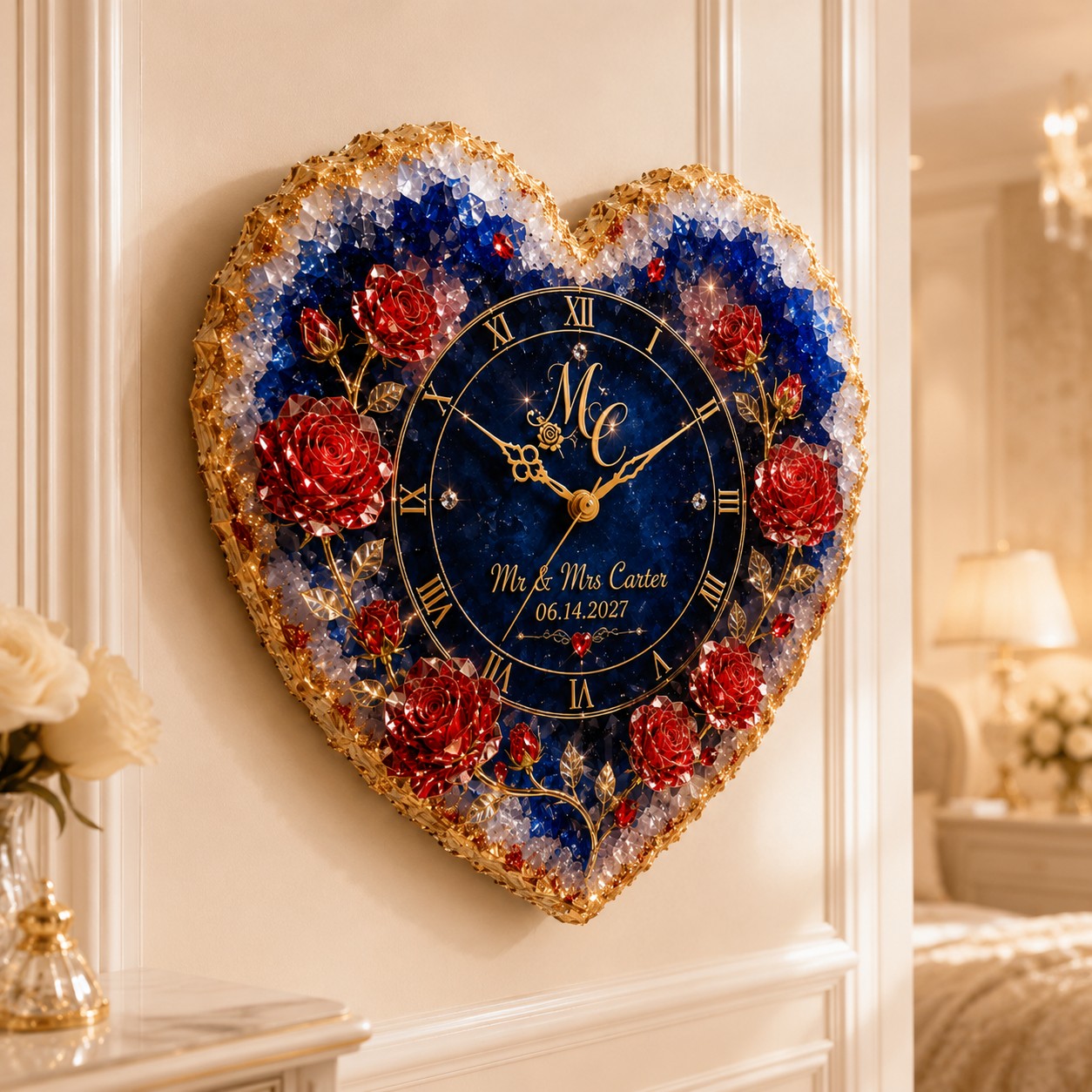 Personalized Heart Wall Clock with Custom Name — personalized with a custom name