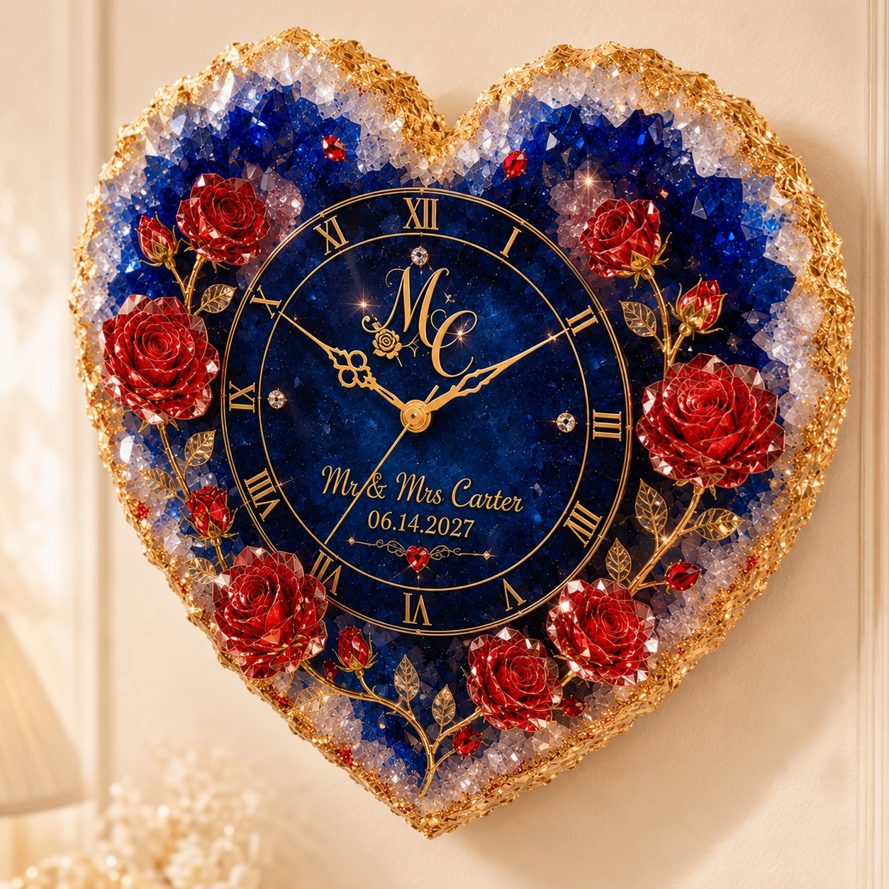 Personalized Heart Wall Clock with Custom Name — personalized with a custom name