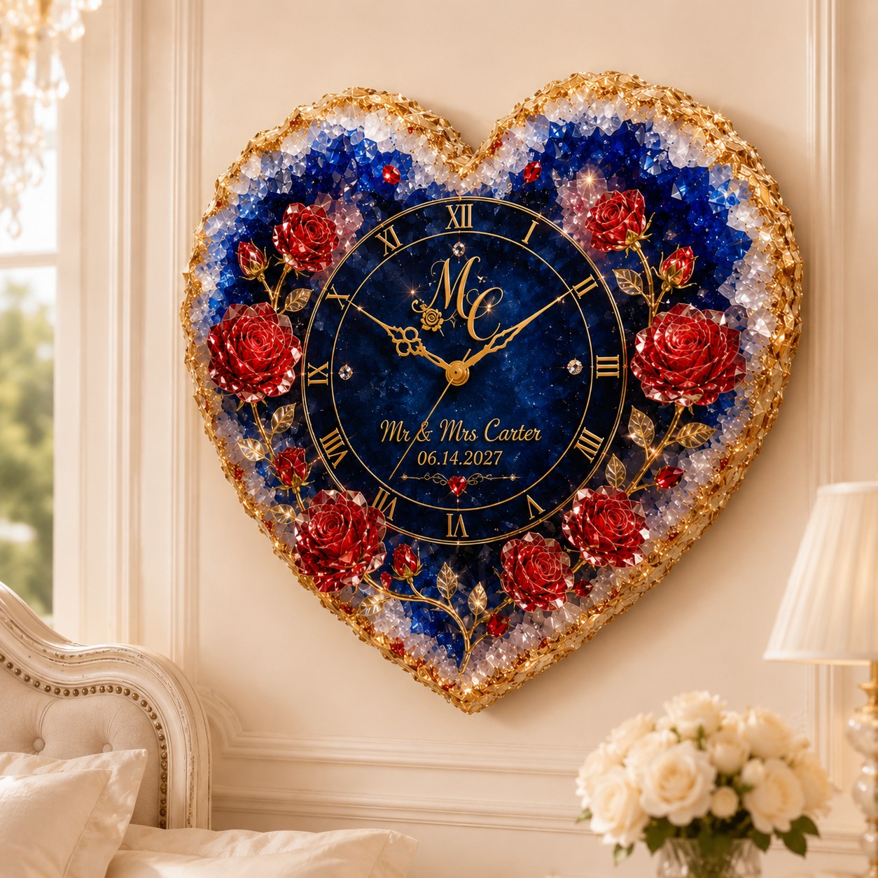Personalized Heart Wall Clock with Custom Name — personalized with a custom name