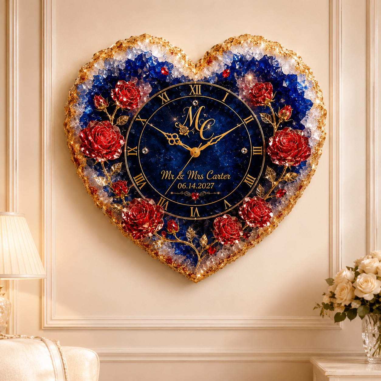 Personalized Heart Wall Clock with Custom Name — personalized with a custom name