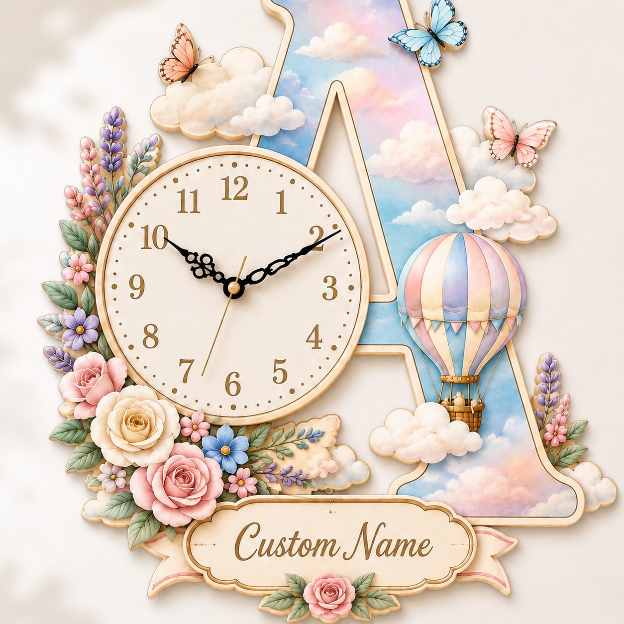 Personalized Initial Wall Clock with Custom Name — personalized with a custom name