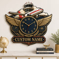Personalized Pilots Wall Clock, Custom Name Gift for Pilots — personalized with a custom name