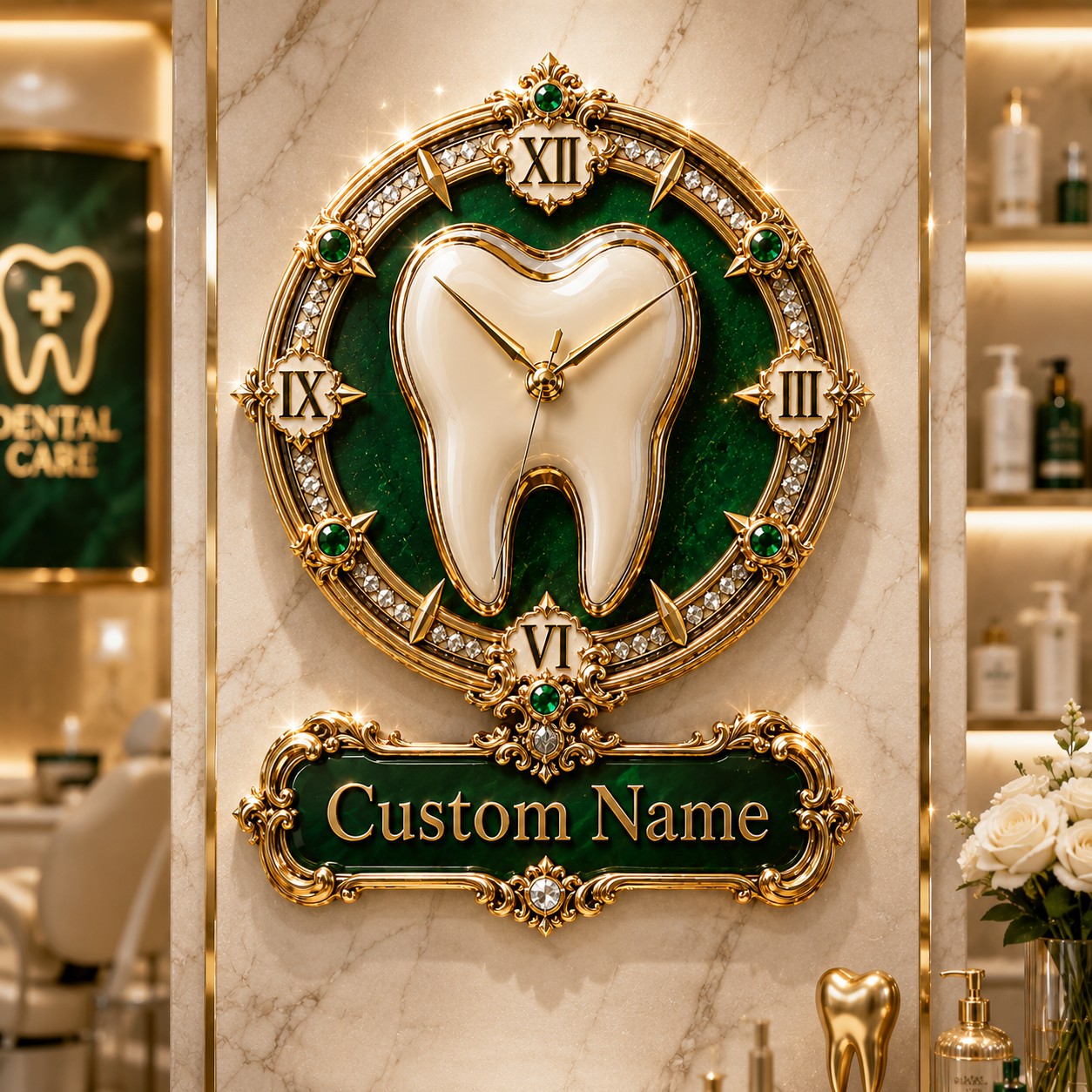 Personalized Dental Wall Clock with Custom Name — personalized with a custom name