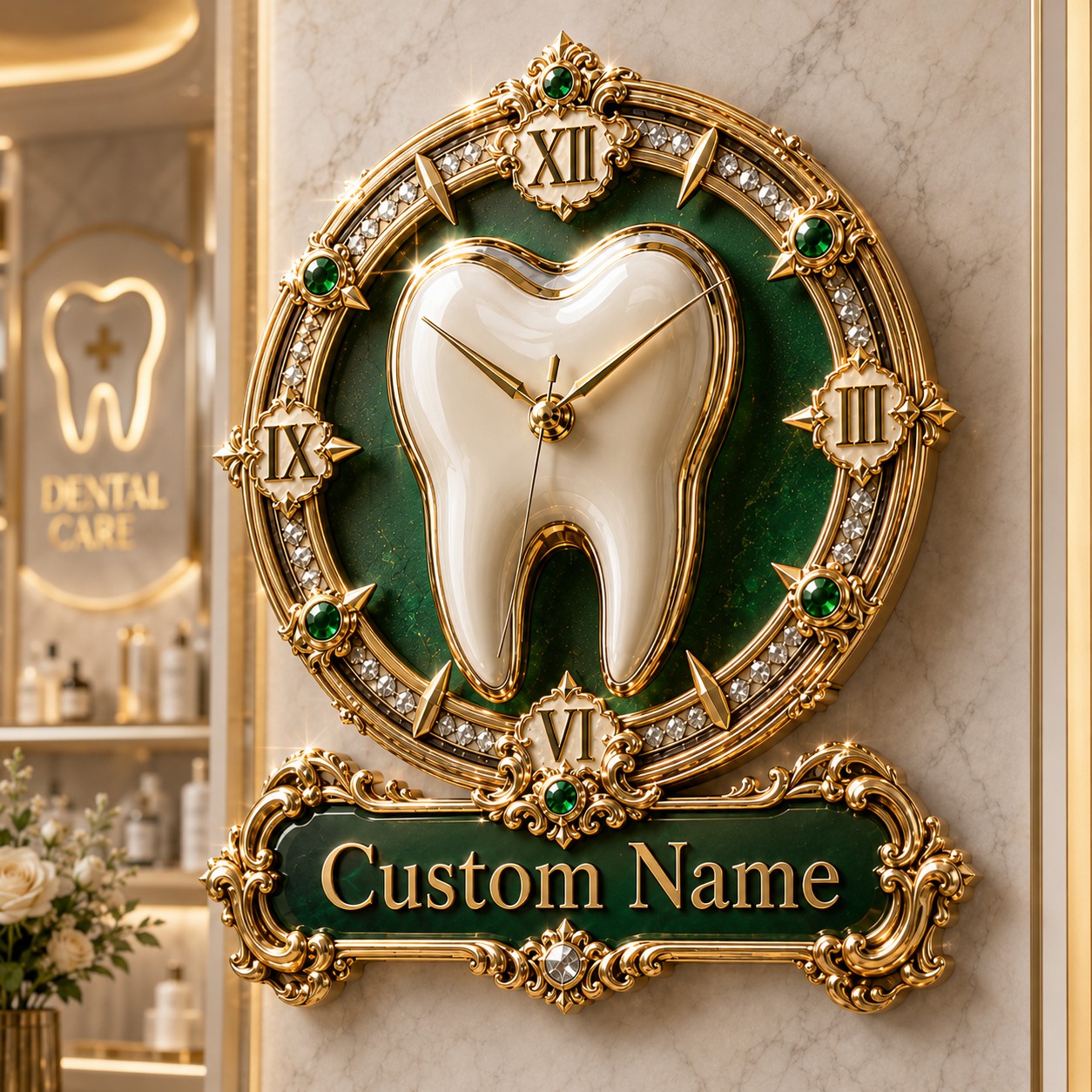 Personalized Dental Wall Clock with Custom Name — personalized with a custom name