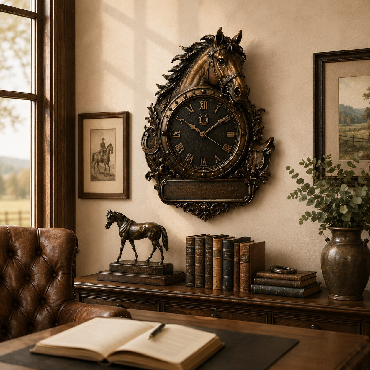 Personalized Horse Wall Clock, Custom Name Gift for Horse Lovers — personalized with a custom name