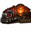 Personalized Truck Driver Wall Clock with Custom Name (Design 2) — personalized with a custom name