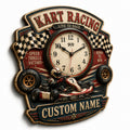 Personalized Go Kart Wall Clock with Custom Name — personalized with a custom name