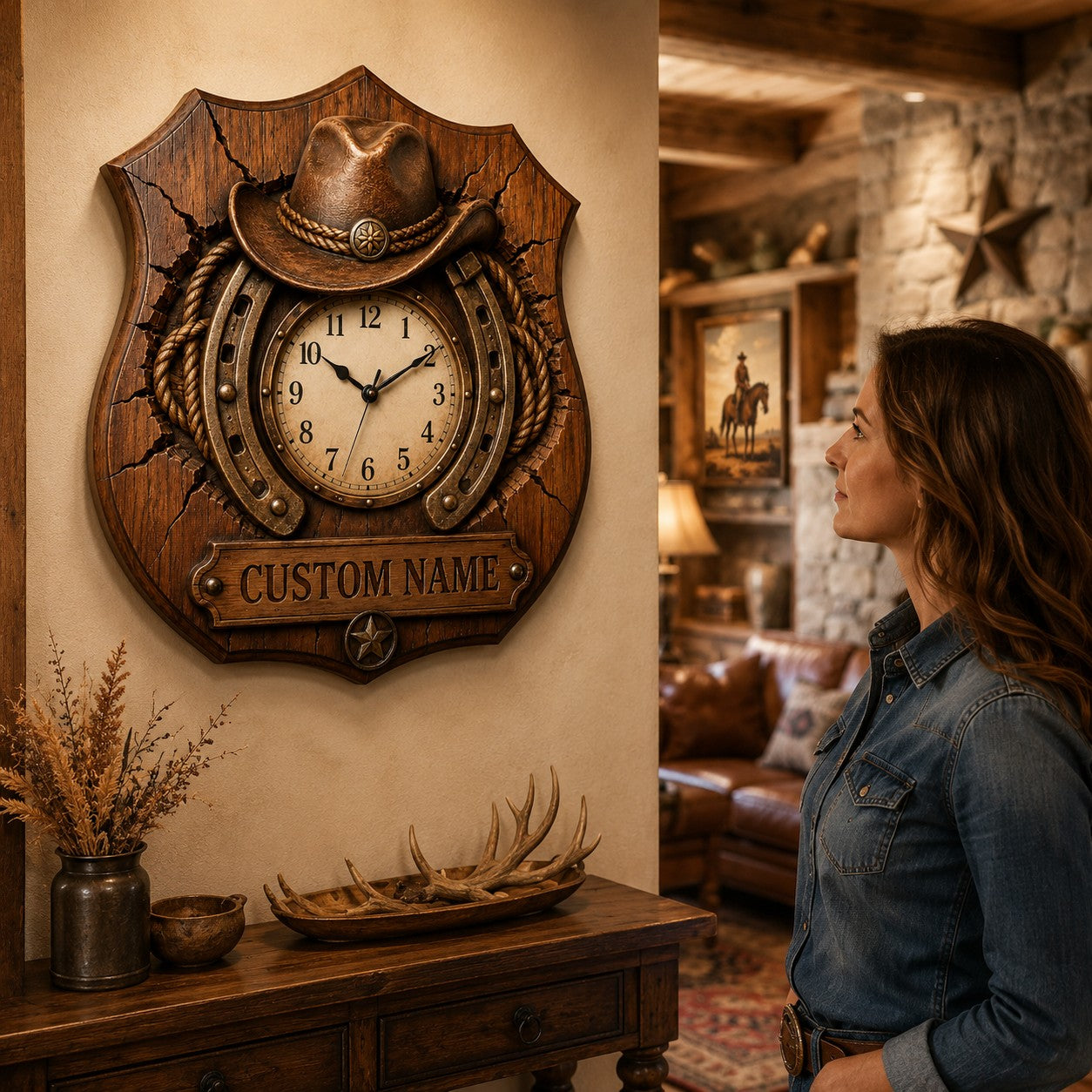 Personalized Ranch Name Wall Clock with Custom Name — personalized with a custom name