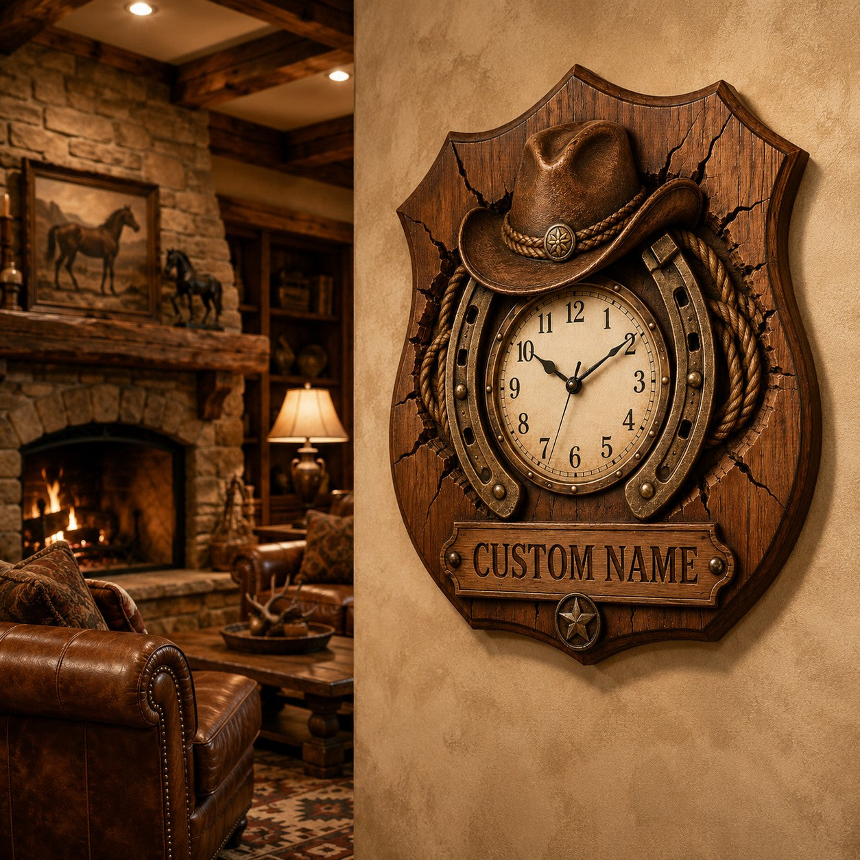 Personalized Ranch Name Wall Clock with Custom Name — personalized with a custom name