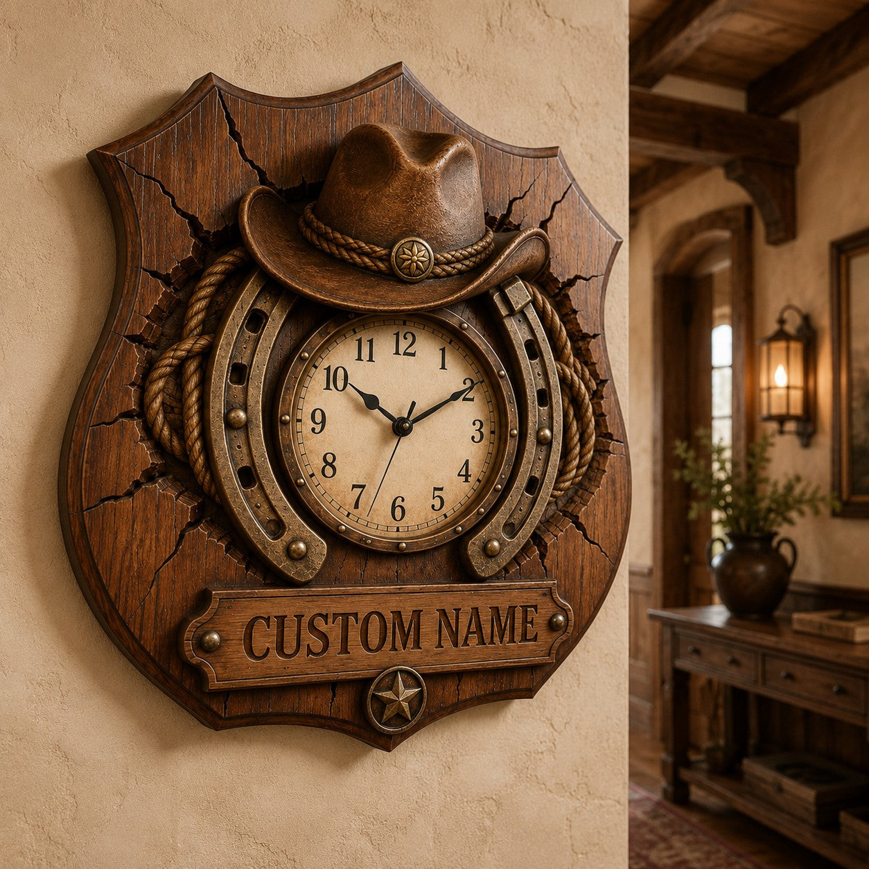 Personalized Ranch Name Wall Clock with Custom Name — personalized with a custom name