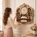 Personalized Floral Library Wall Clock with Custom Name — personalized with a custom name