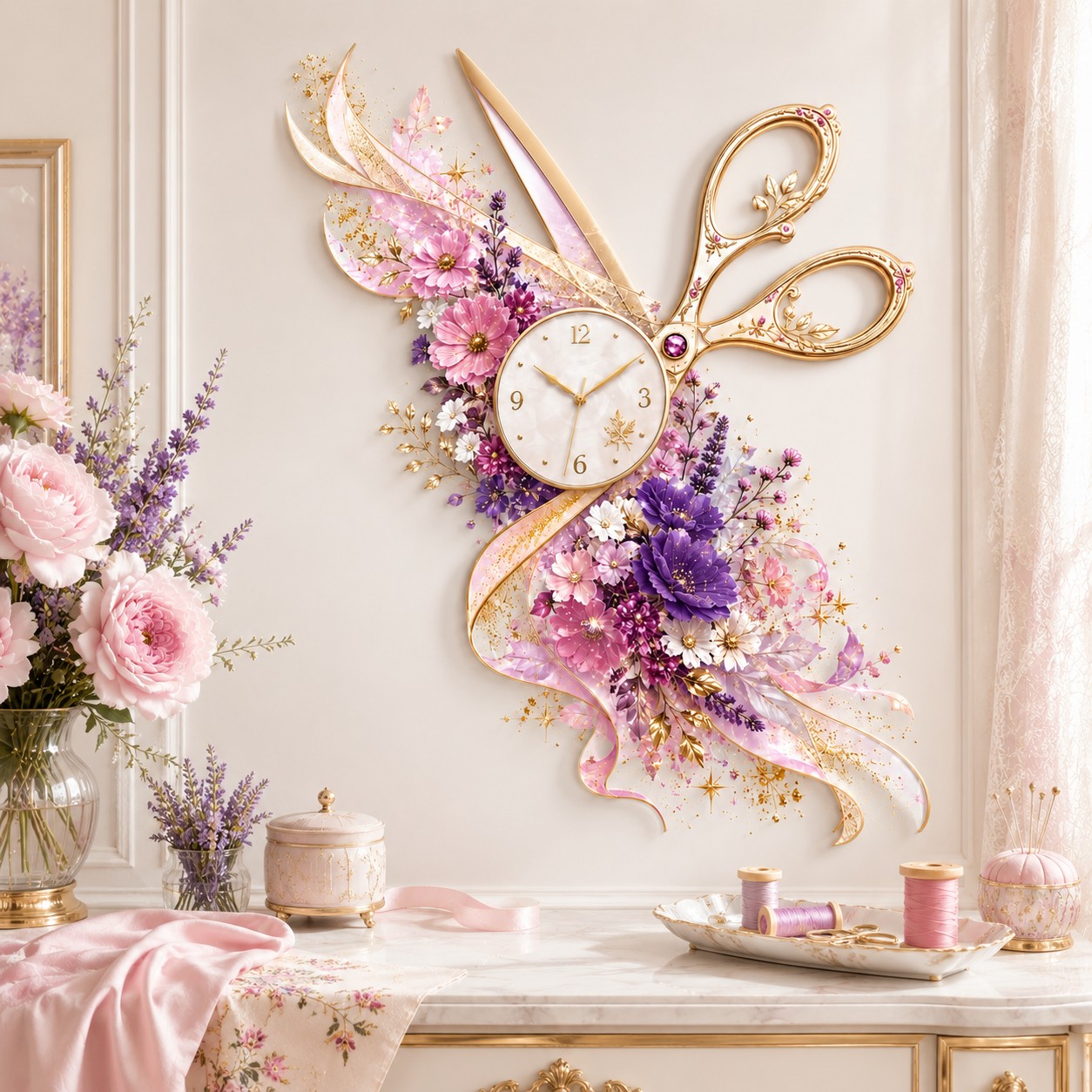 Personalized Seamstress Wall Clock with Custom Name — personalized with a custom name