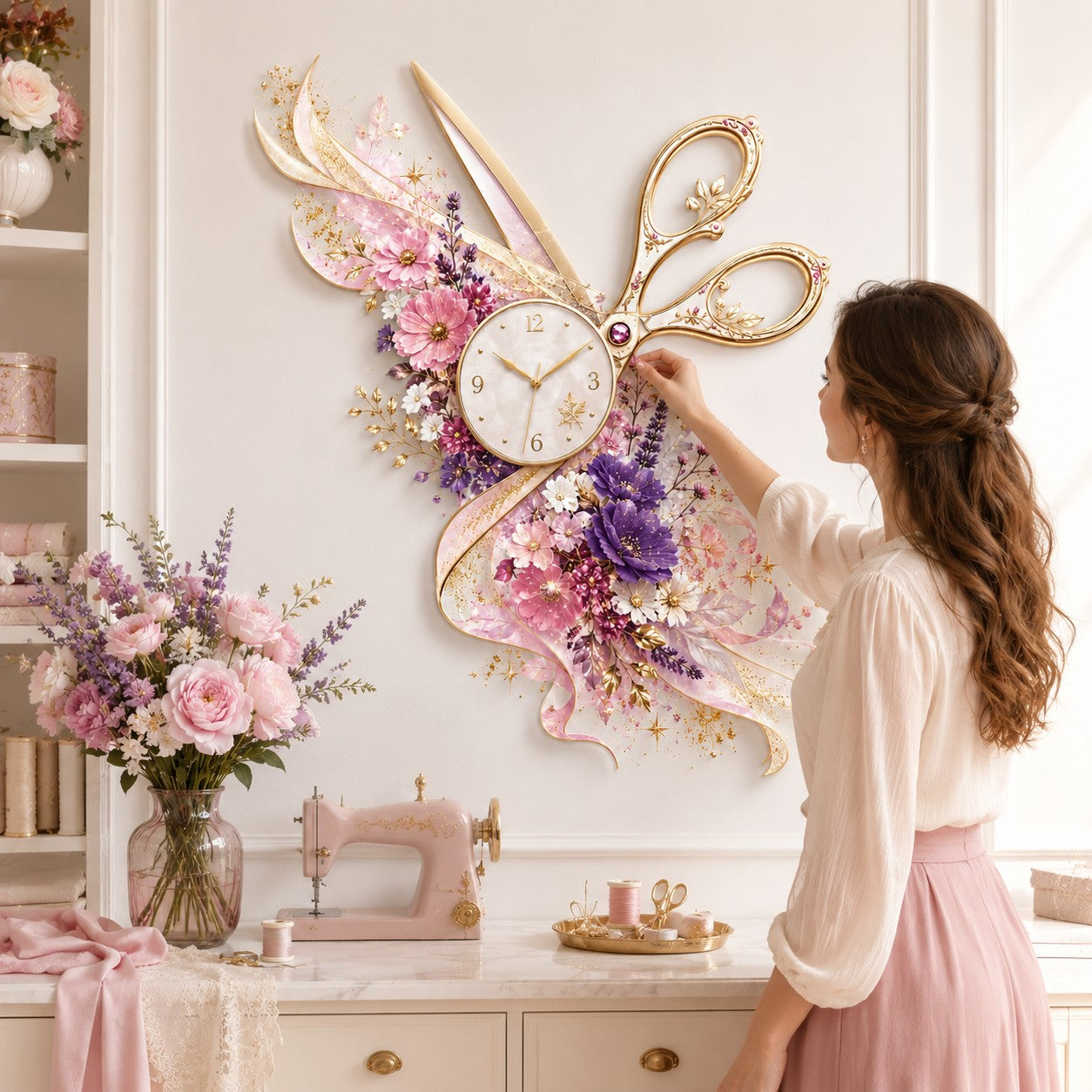 Personalized Seamstress Wall Clock with Custom Name — personalized with a custom name