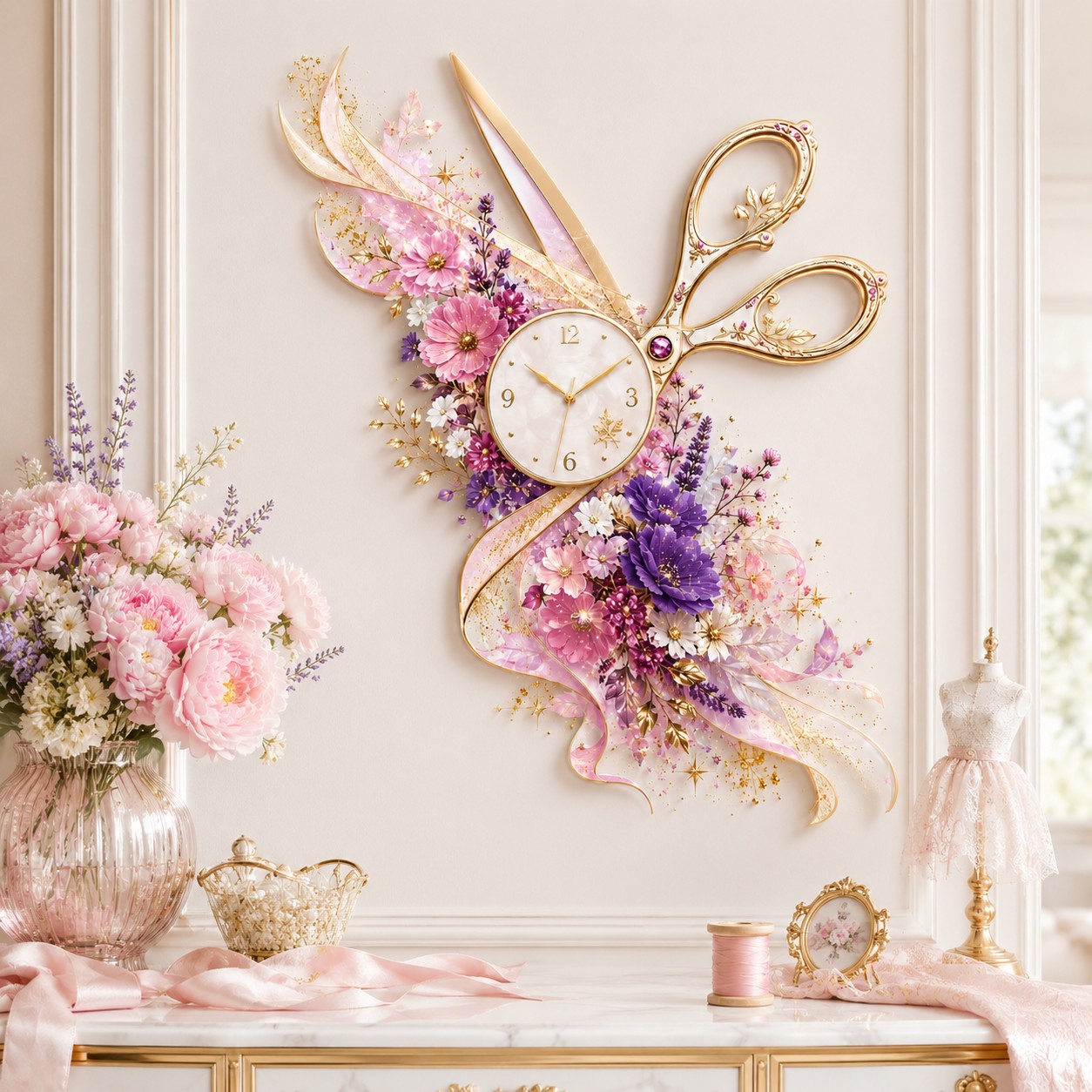 Personalized Seamstress Wall Clock with Custom Name — personalized with a custom name
