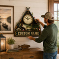Personalized Fishing Rod Wall Clock, Custom Name Gift for Anglers — personalized with a custom name
