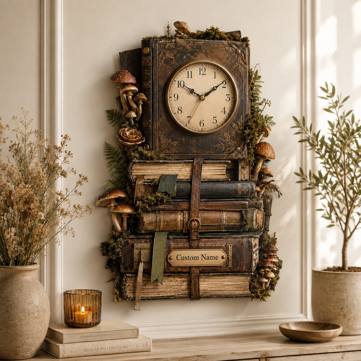 Personalized Mushroom Forager Wall Clock with Custom Name — personalized with a custom name