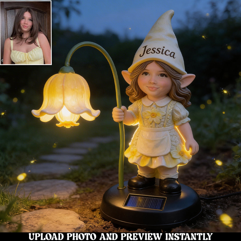 Custom Gnome Light From Any Photo - Personalized Gardening Garden Solar Light
