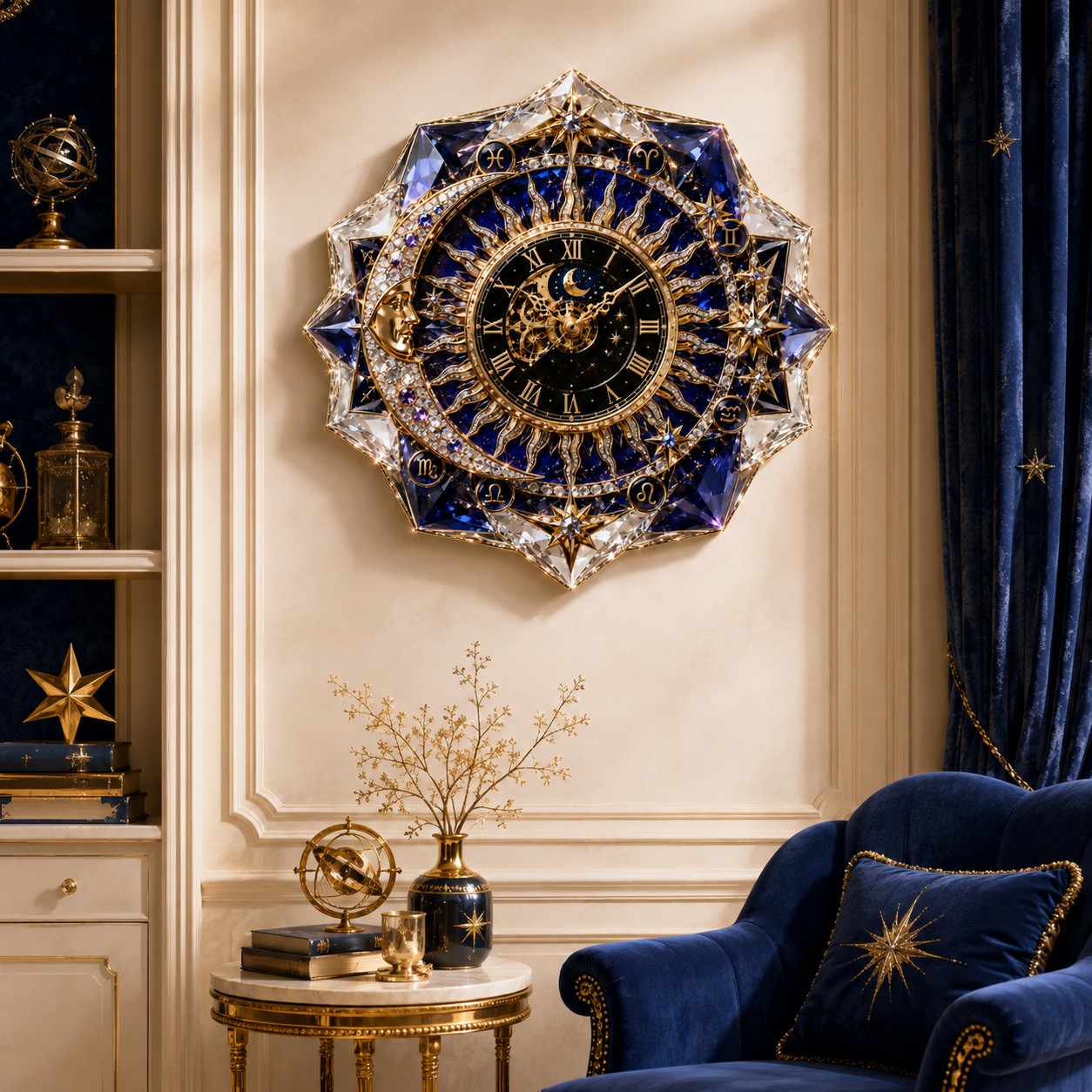 Personalized Celestial Wall Clock with Custom Name — personalized with a custom name