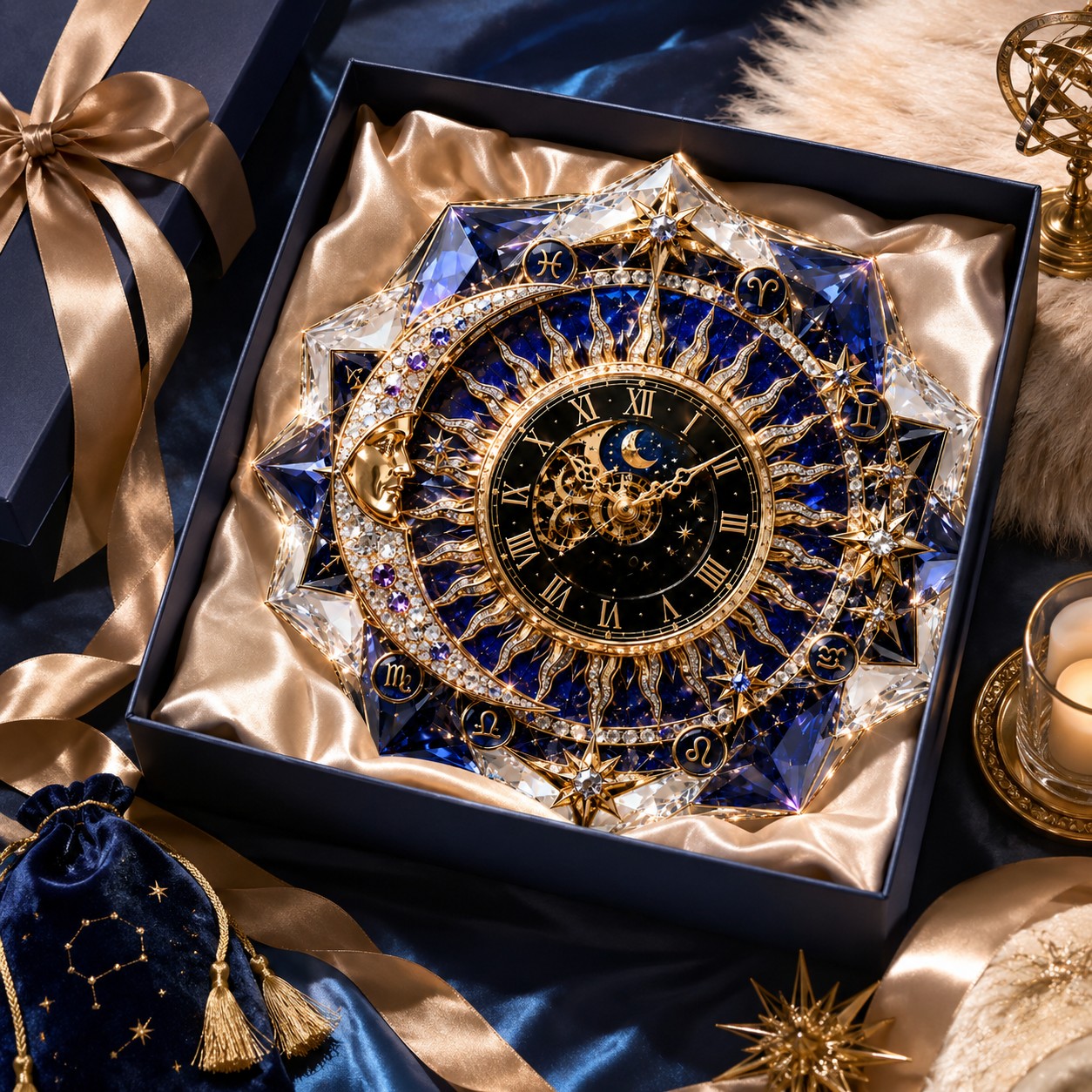 Personalized Celestial Wall Clock with Custom Name — personalized with a custom name