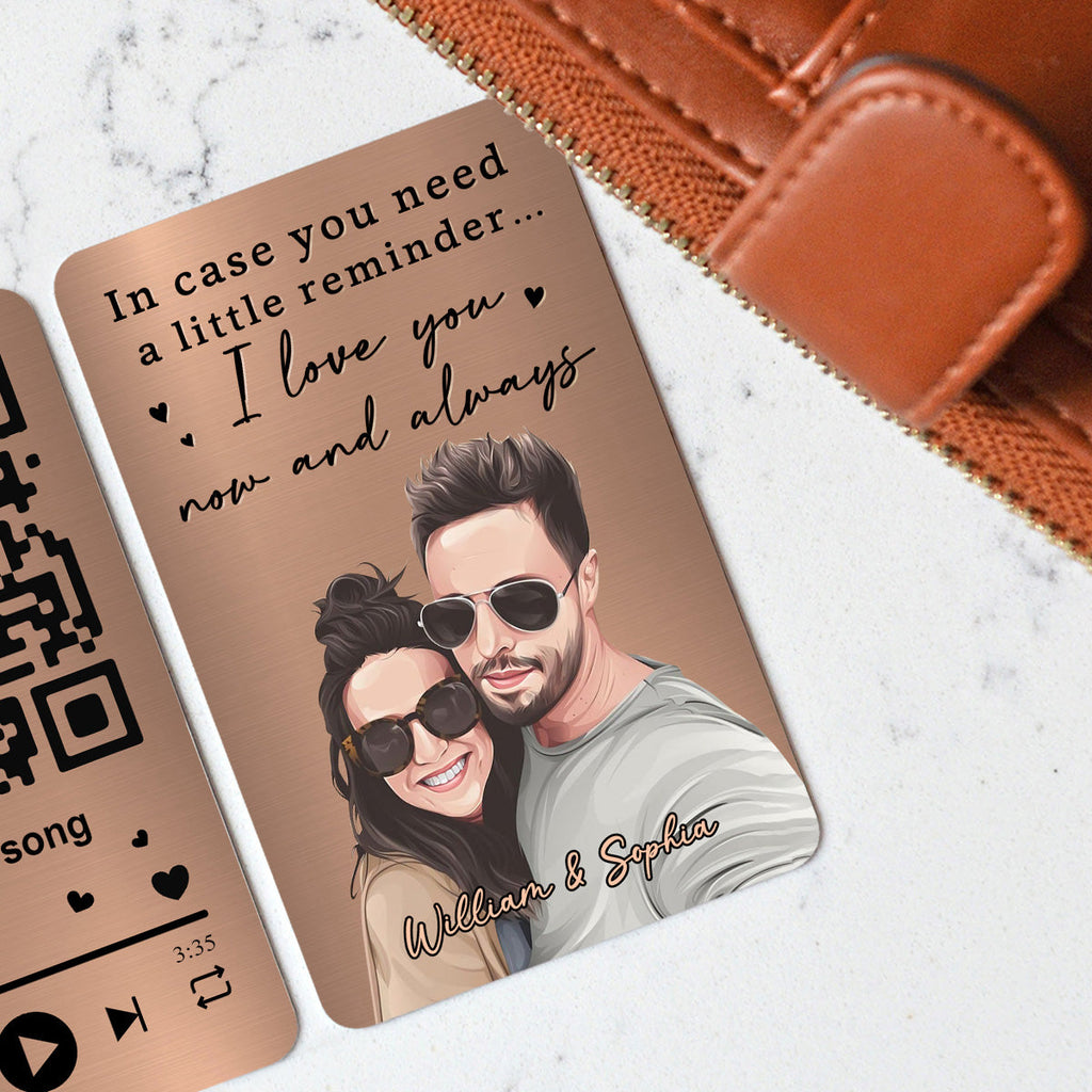 I Love You Now And Always - Personalized Couple Wallet Insert Card