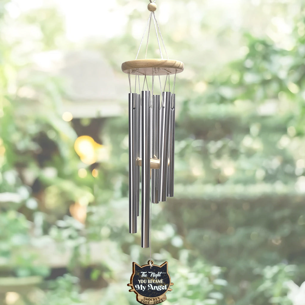 The Night You Became My Angel - Personalized Cat Wind Chime