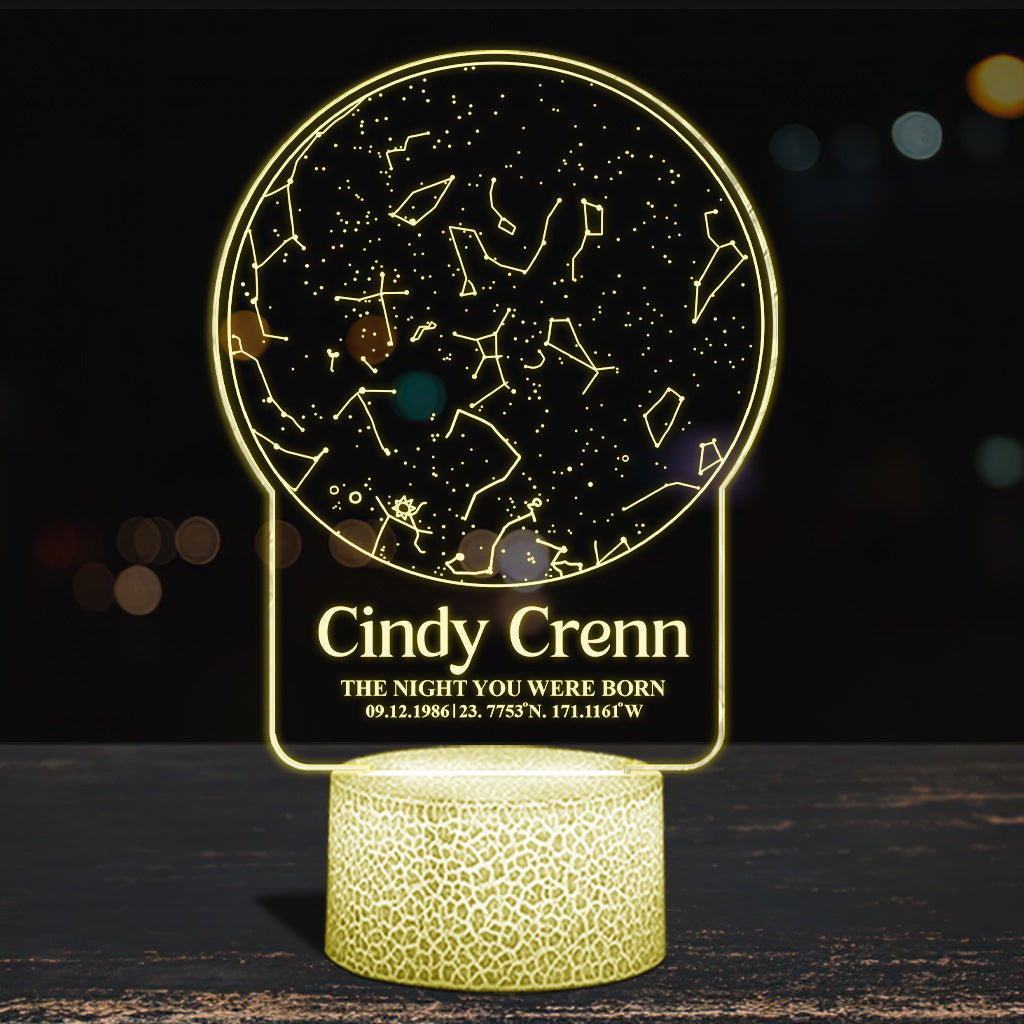The Day You Were Born Star Map - Personalized Daughter Shaped Plaque Light Base