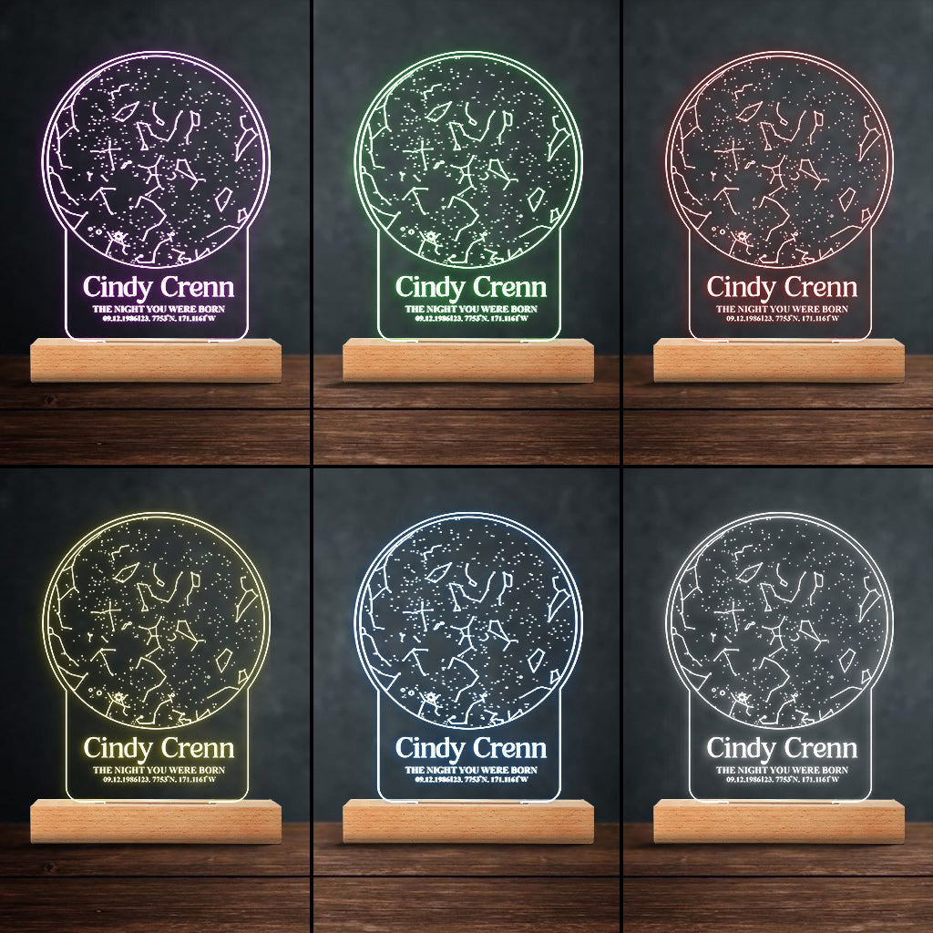 The Day You Were Born Star Map - Personalized Daughter Shaped Plaque Light Base