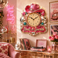 Personalized Disco Cowgirl Wall Clock, Custom Name Gift for Cowgirls — personalized with a custom name