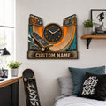 Personalized Skatepark Wall Clock with Custom Name — personalized with a custom name