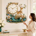Personalized Jeweled Deer Bridge Wall Clock with Custom Name — personalized with a custom name