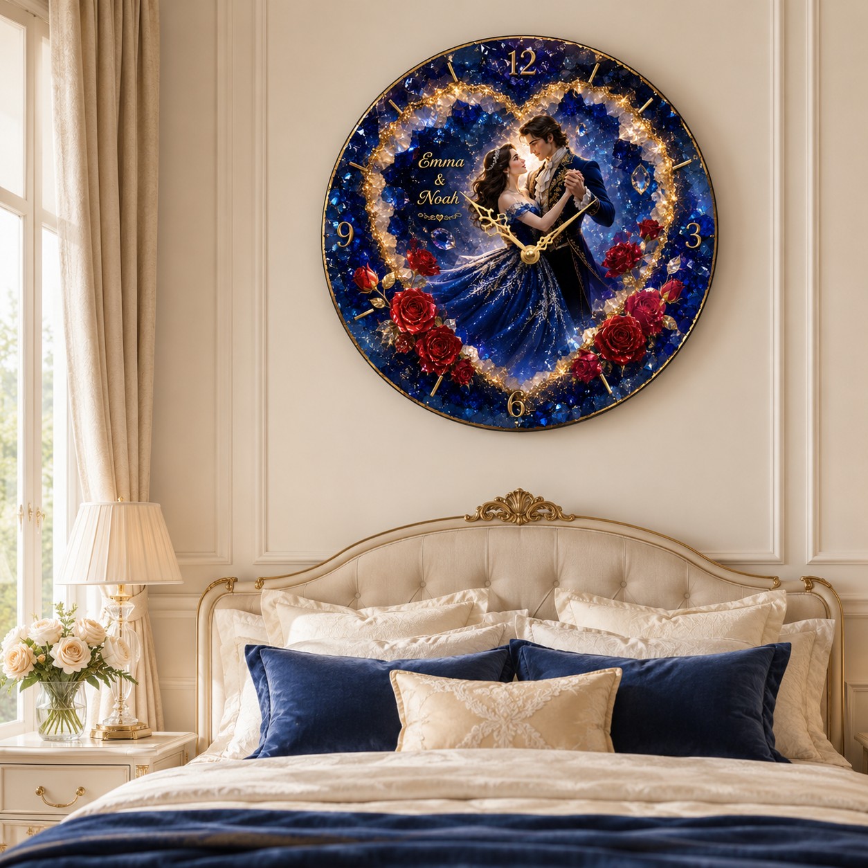 Personalized Names Romantic Wall Clock with Custom Name — personalized with a custom name