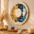 Personalized Sun Moon Sacred Space Wall Clock with Custom Name — personalized with a custom name