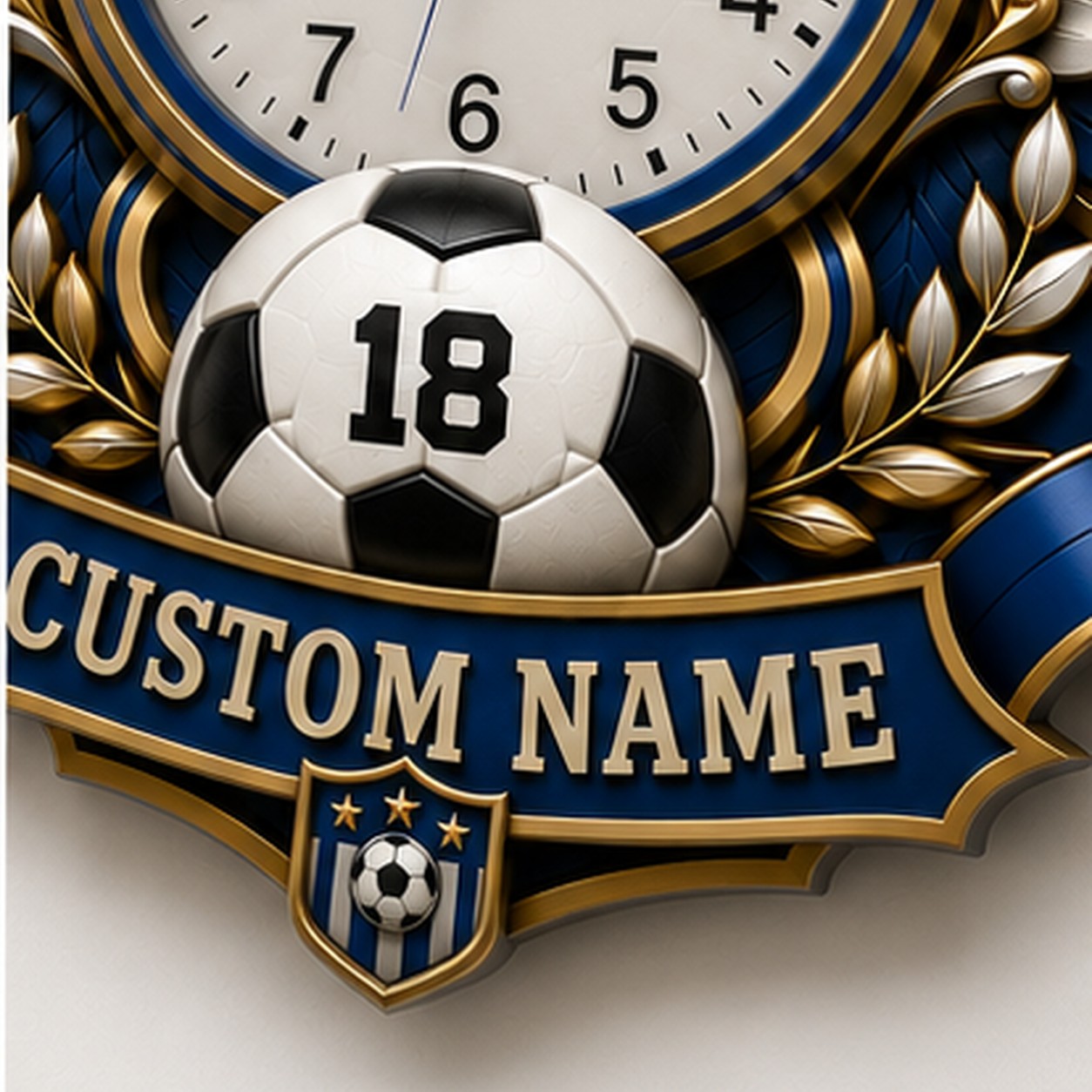 Personalized Youth Soccer Bedrooms Wall Clock with Custom Name — personalized with a custom name