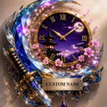 Personalized Crescent Katana Wall Clock with Custom Name — personalized with a custom name