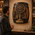 Personalized Whiskey Barrel Wall Clock with Custom Name — personalized with a custom name