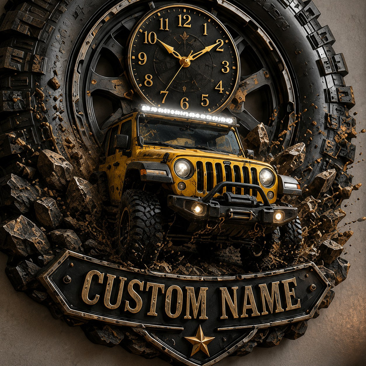 Personalized Automotive Enthusiasts Wall Clock with Custom Name — personalized with a custom name