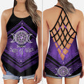 Salty Lil' Witch Purple Triple Moon - Personalized Witch Cross Tank Top