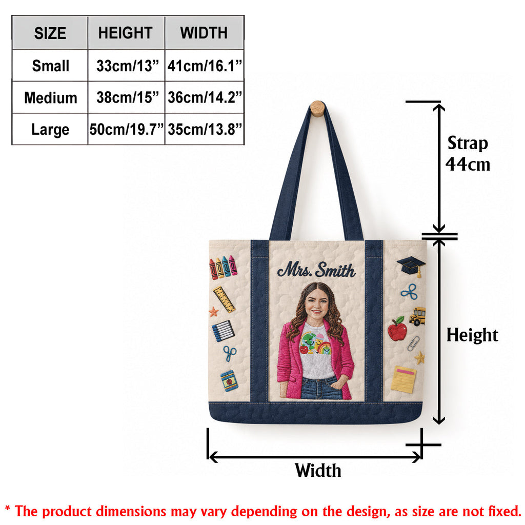 Teacher Appreciation - Personalized Teacher Quilted Tote Bag