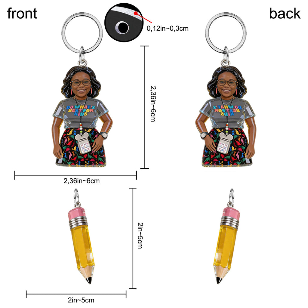 Custom Any Photo Gift For Teacher/Educator - Personalized Teacher Premium Keychain With Charms