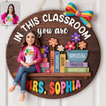 Back To School Teaching Decor - Personalized Teacher Custom Shaped Wood Sign