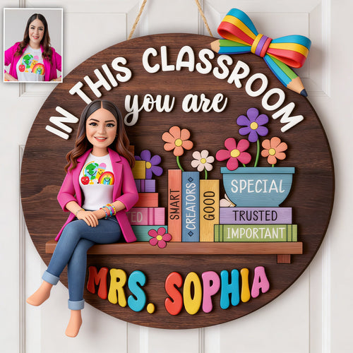 Back To School Teaching Decor - Personalized Teacher Custom Shaped Wood Sign