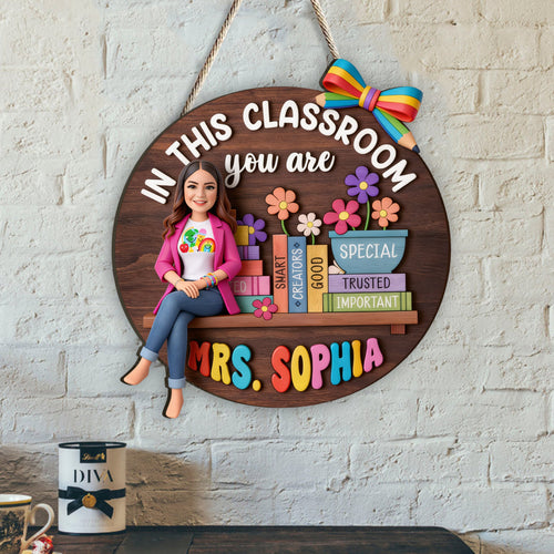 Back To School Teaching Decor - Personalized Teacher Custom Shaped Wood Sign