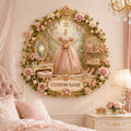 Personalized Princess Garden Wall Clock with Custom Name — personalized with a custom name