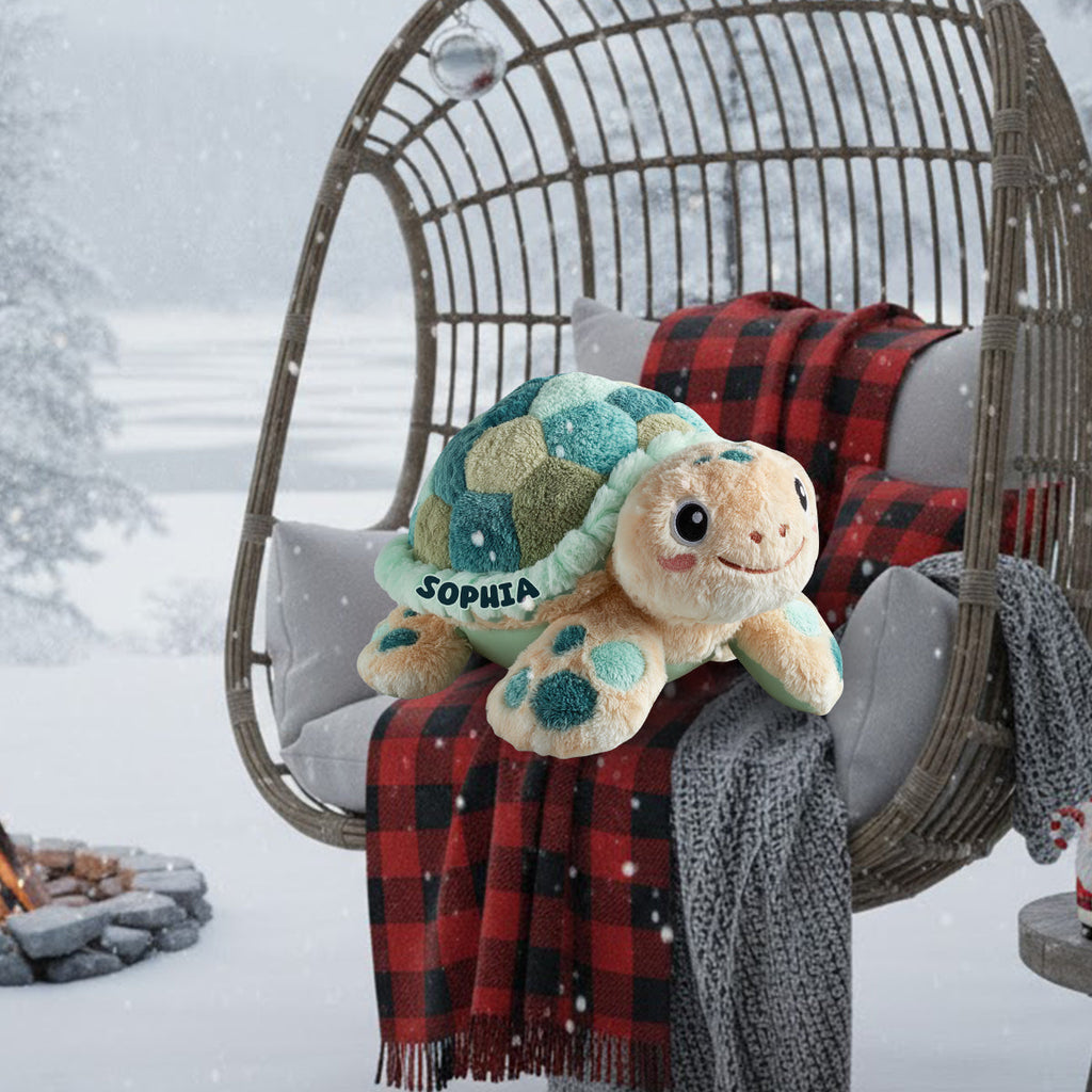 Cute Turtle - Personalized Turtle Faux Fur Shaped Pillow