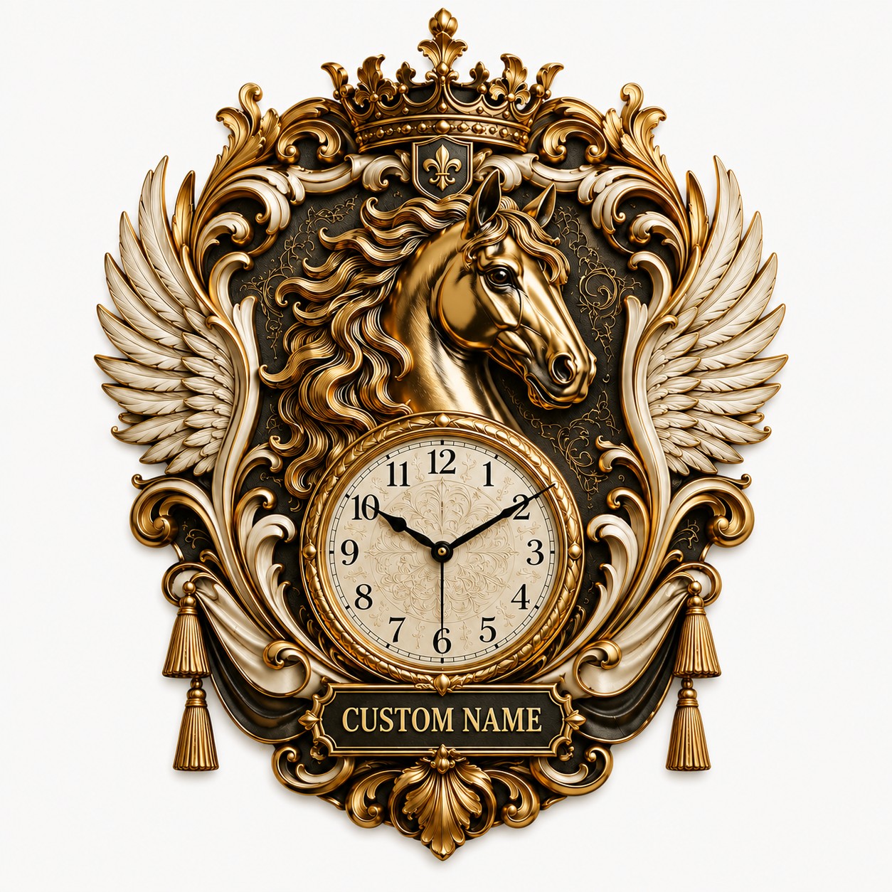 Personalized Equestrian Enthusiasts Wall Clock with Custom Name — personalized with a custom name