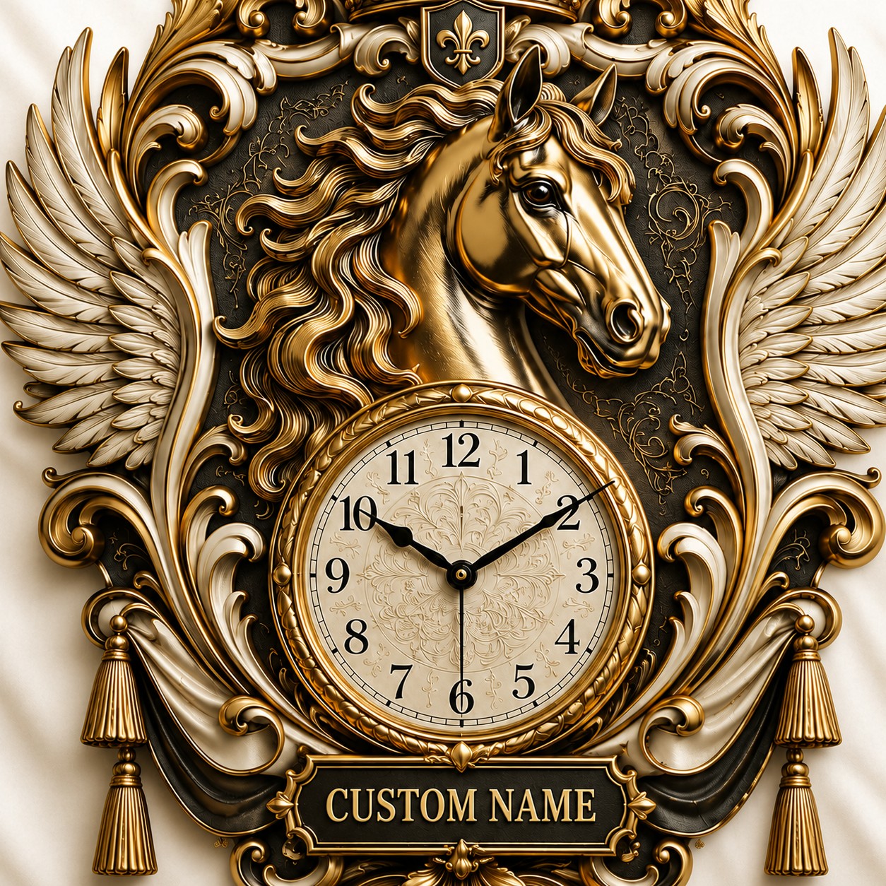 Personalized Equestrian Enthusiasts Wall Clock with Custom Name — personalized with a custom name