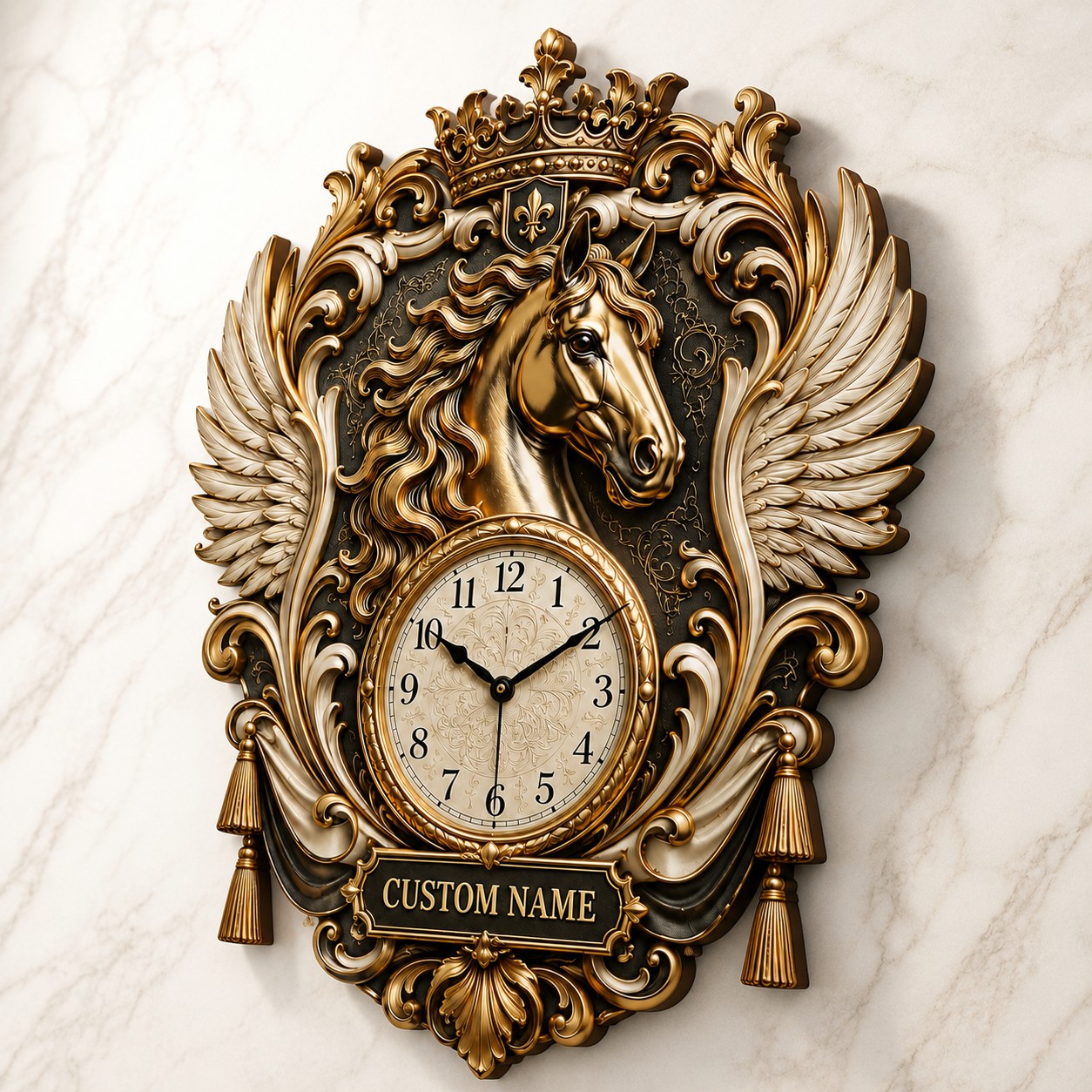 Personalized Equestrian Enthusiasts Wall Clock with Custom Name — personalized with a custom name