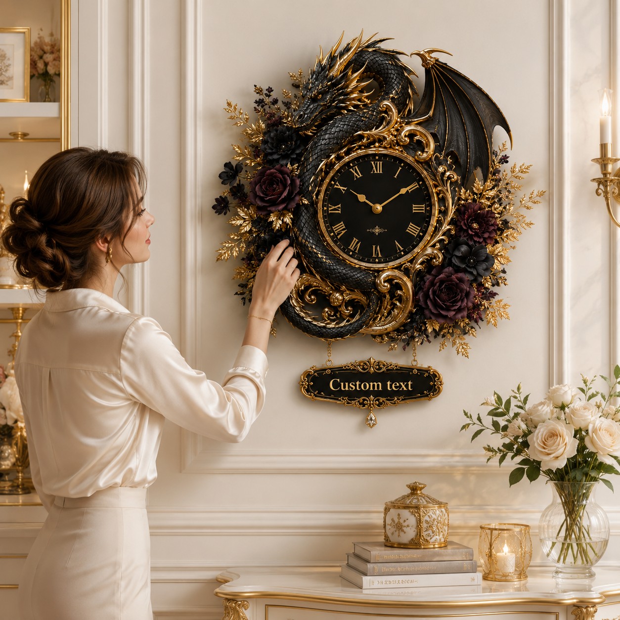 Personalized Dragon Wall Clock with Custom Name — personalized with a custom name