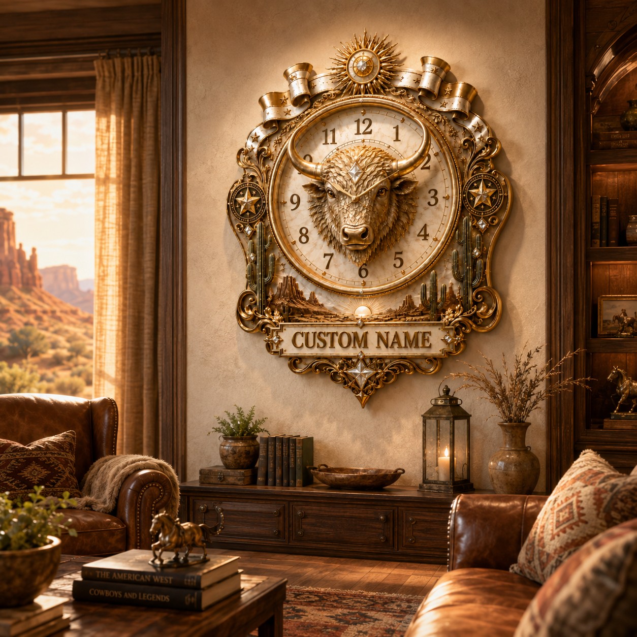 Personalized Western Ranch Wall Clock with Custom Name — personalized with a custom name